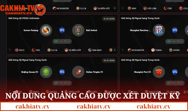Nội dung quảng cáo được trang web xét duyệt kỹ