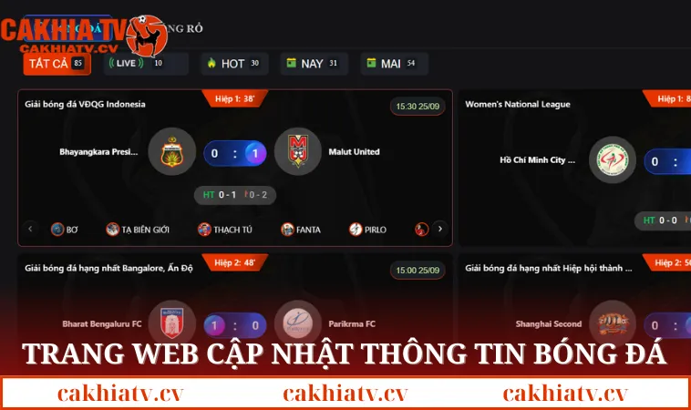 Trang web cập nhật thông tin bóng đá mới nhất